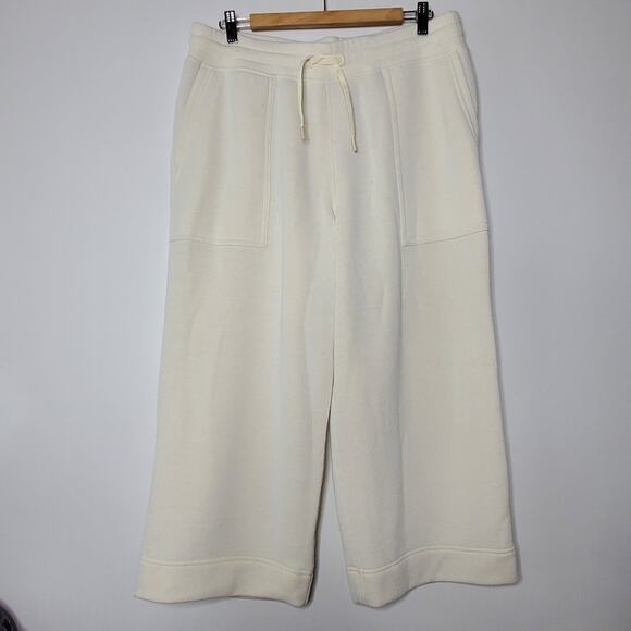 Smartwool Women's Recycled Terry Crop Wide Leg Pant In Almond NEW WITH TAGS - Picture 2 of 16